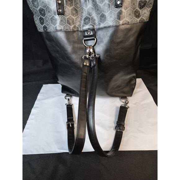 ThinkGeek D20 D&D Large Black Tote Bag Faux Leather Dungeons and Dragons main image 8